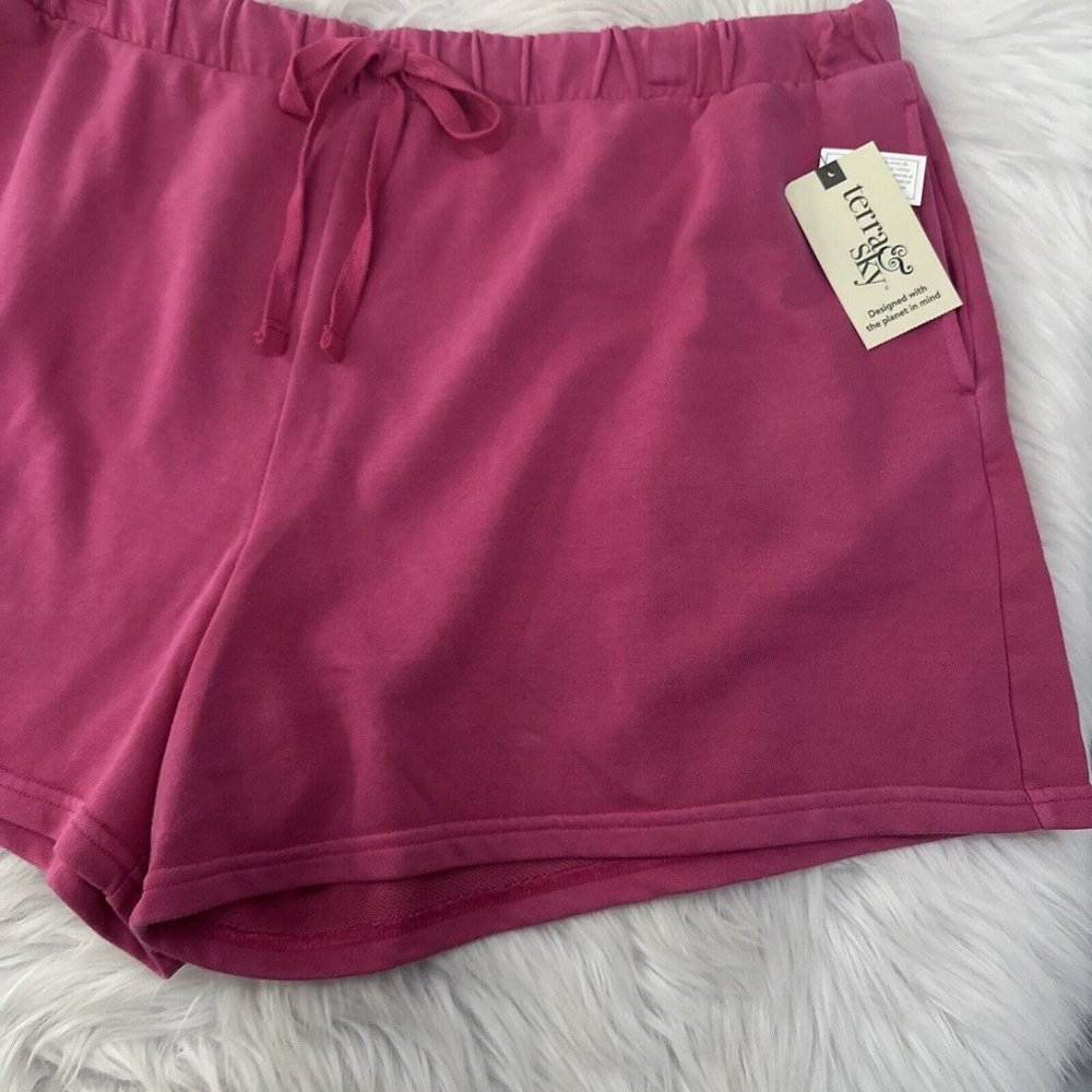 Terra & Sky womens NWT pink knit sweat shorts 2X 20W-22W elastic waist comfort - Picture 3 of 12